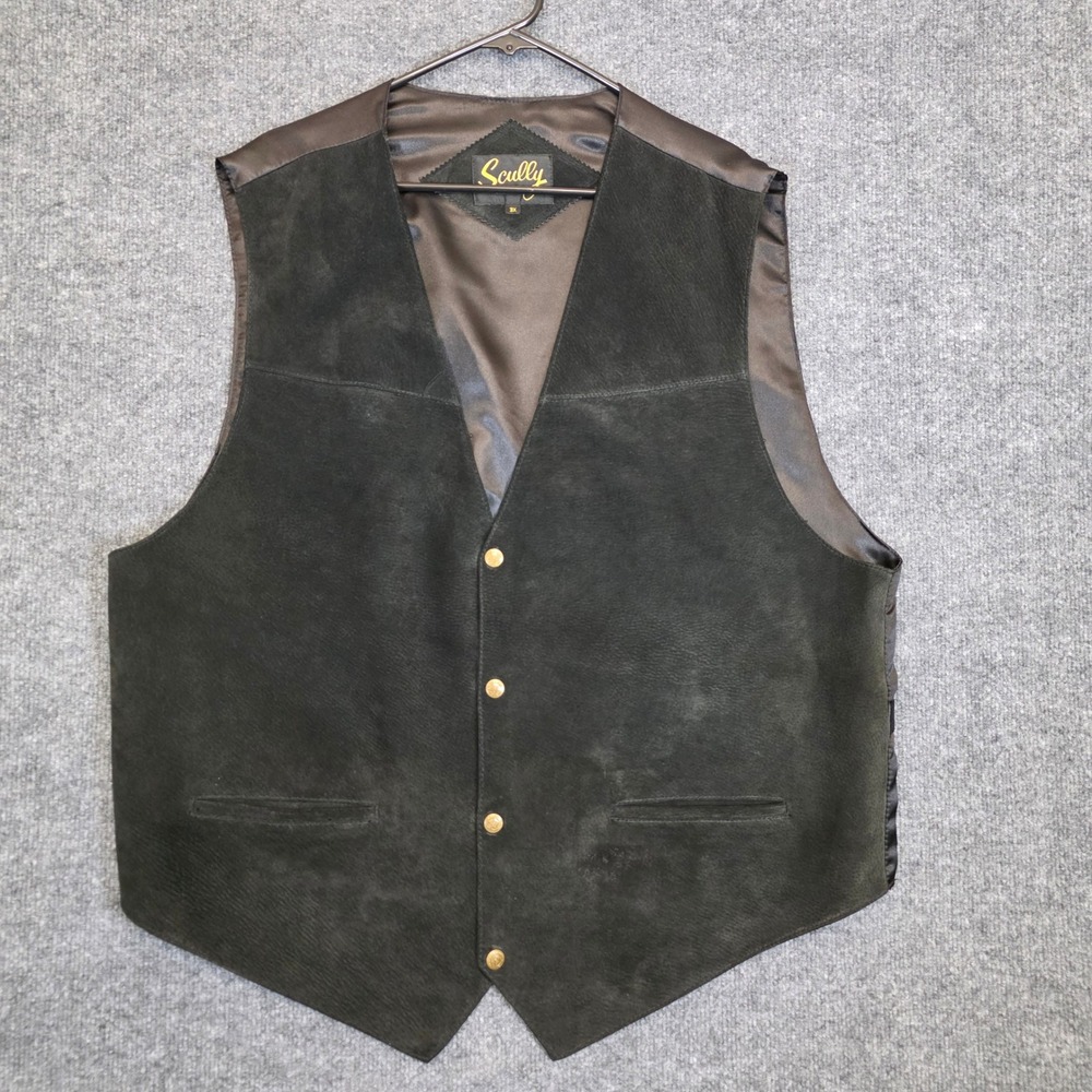 Scully Suede Vest Mens 3X Black Western Cowboy Frontier Snap Buttons Cinch Back